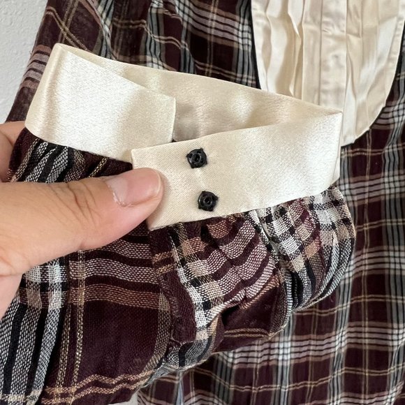 3.1 Phillip Lim Burgundy Sheer Plaid Satin Pleated Bib Wool Blend Tunic Blouse 6 - Picture 3 of 7